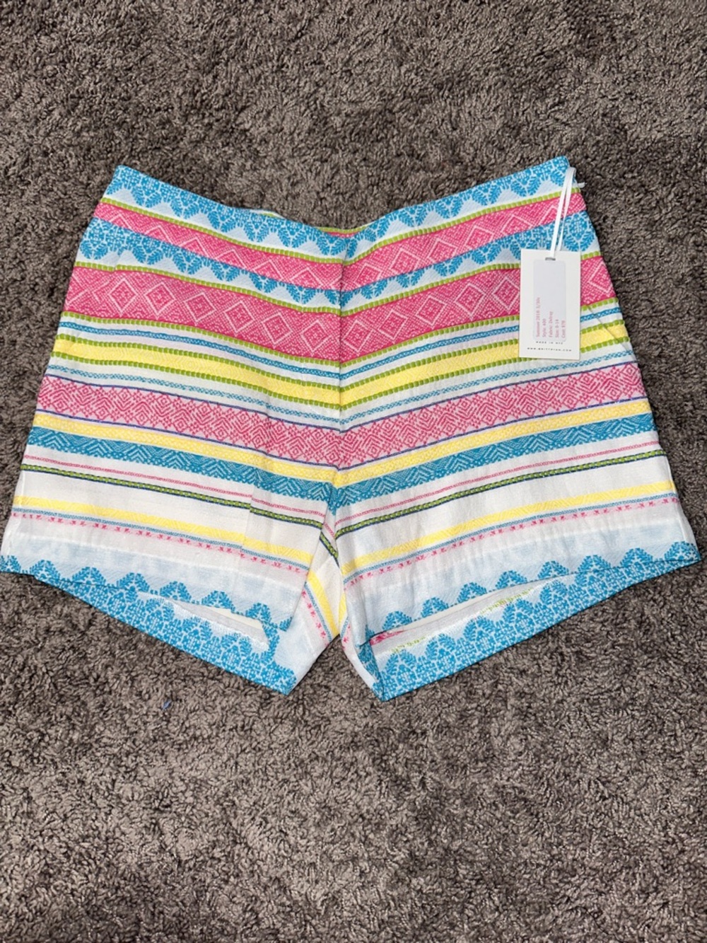 High-Waist Multicolor Stripe Women’s Shorts - Pink & Blue